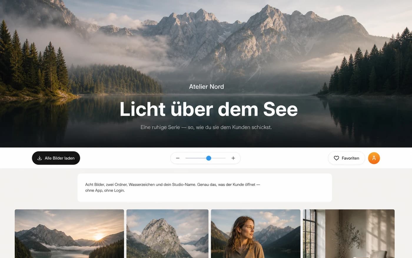Kunden-Galerie mit Cover und Studio-Name